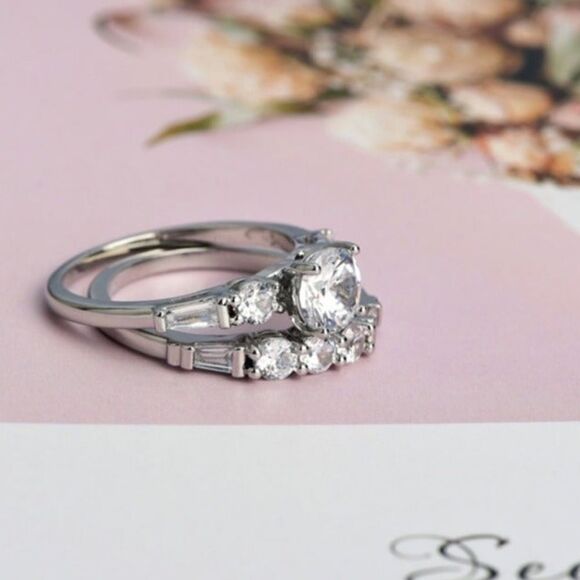 -The WithThese Rings 925 Silver Ring W/White Sapphire Set sz 6 - Picture 6 of 8